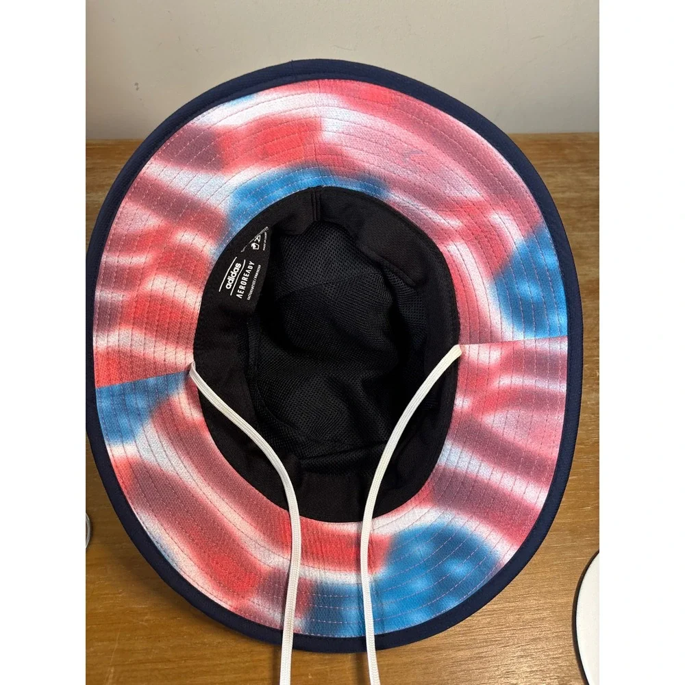 Adidas Aeroready‎ Boonie Bucket Hat Navy Blue Tie Dye Brim Adjustable Chin Strap